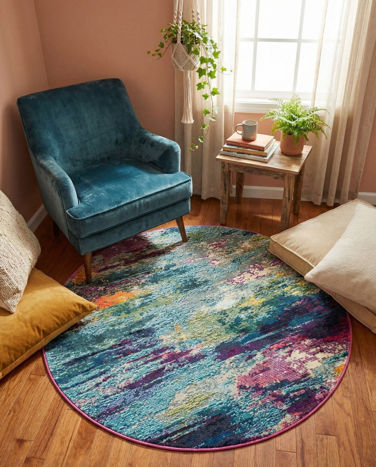 Chromatic Oasis Collection Area Rug -  Oasis Round Multi  lifestyle 81