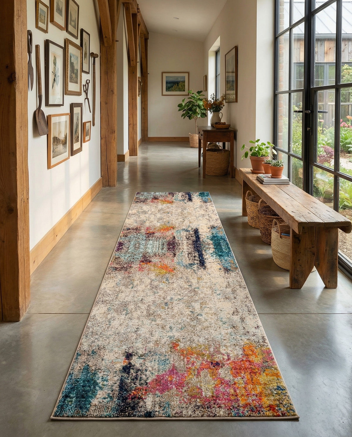 Chromatic Oasis Collection Area Rug -  Azure Runner Beige  lifestyle 115