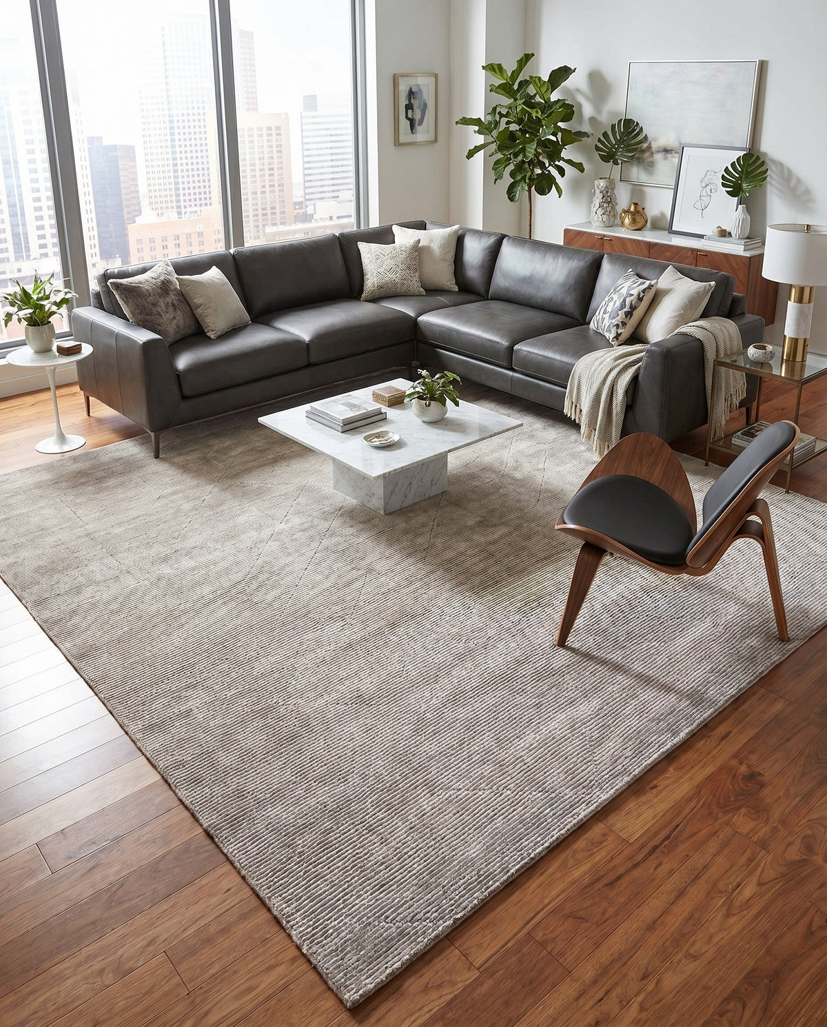 Nordic Loom Geometric Collection Area Rug - Oslo Square Steel gray  lifestyle 181