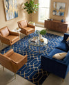 Hollywood Luxe Collection Area Rug - Sunset (Navy Blue Gold) Rectangle Navy Blue Gold  lifestyle 3