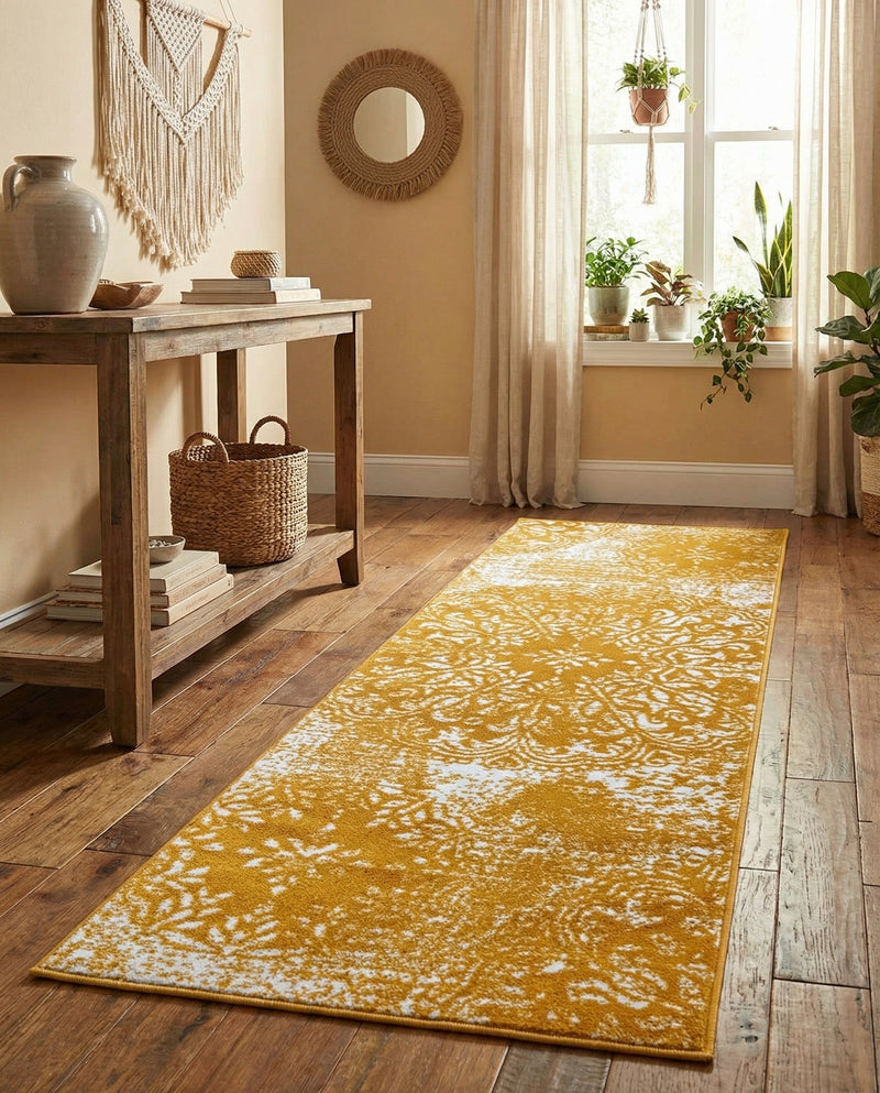 Riviera Elegance Collection Area Rug -  Monaco (Yellow) Runner Yellow  lifestyle 82