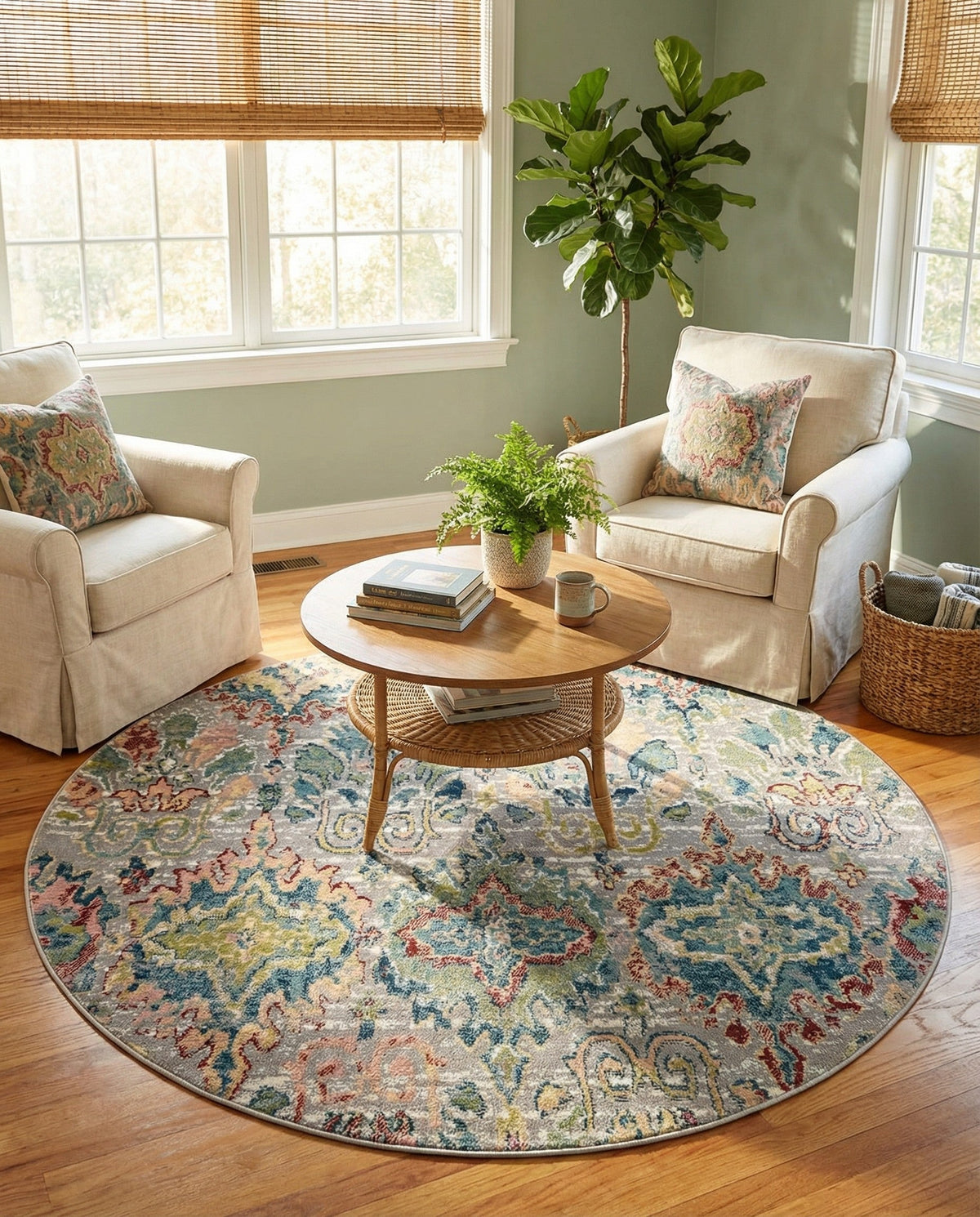 Savannah Elegance Collection Area Rug -  Forsyth Round Multi  lifestyle 127