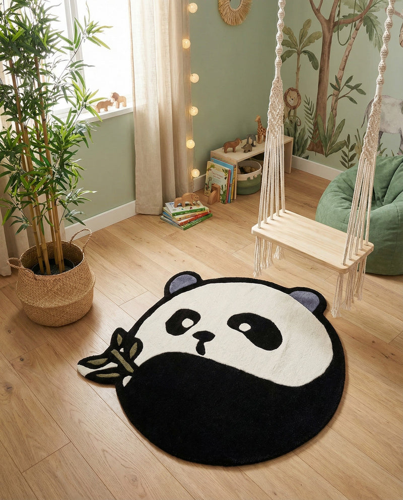 Whimsy Wonders Wool Collection Area Rug -  Summit Round Black and White  lifestyle 7
