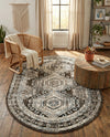 Savannah Elegance Collection Area Rug -  Tybee (Gray) Oval Gray  lifestyle 71