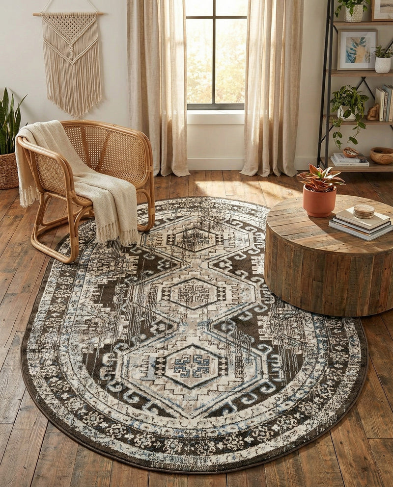 Savannah Elegance Collection Area Rug -  Tybee (Gray) Oval Gray  lifestyle 71