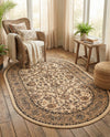 Isfahan Elegance Collection Area Rug - Naghsh-e Jahan (Ivory) Oval Ivory  lifestyle 52