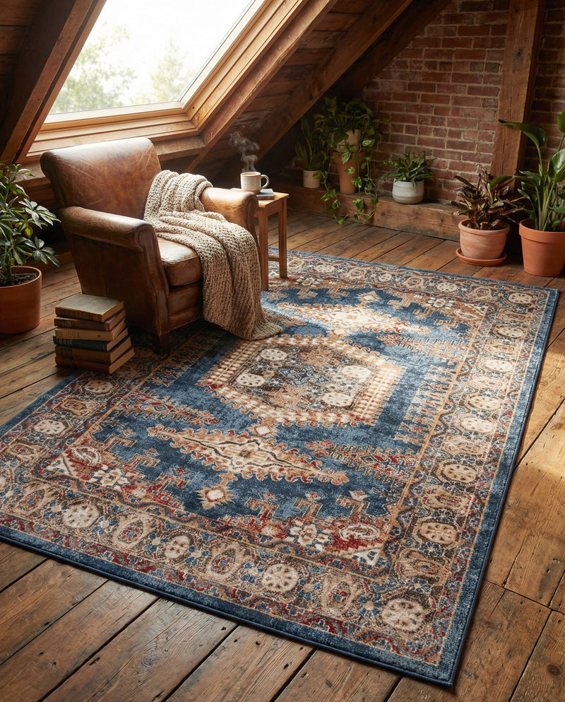Eden Oasis Collection Area Rug -  Refuge (Blue) Rectangle Blue  lifestyle 15