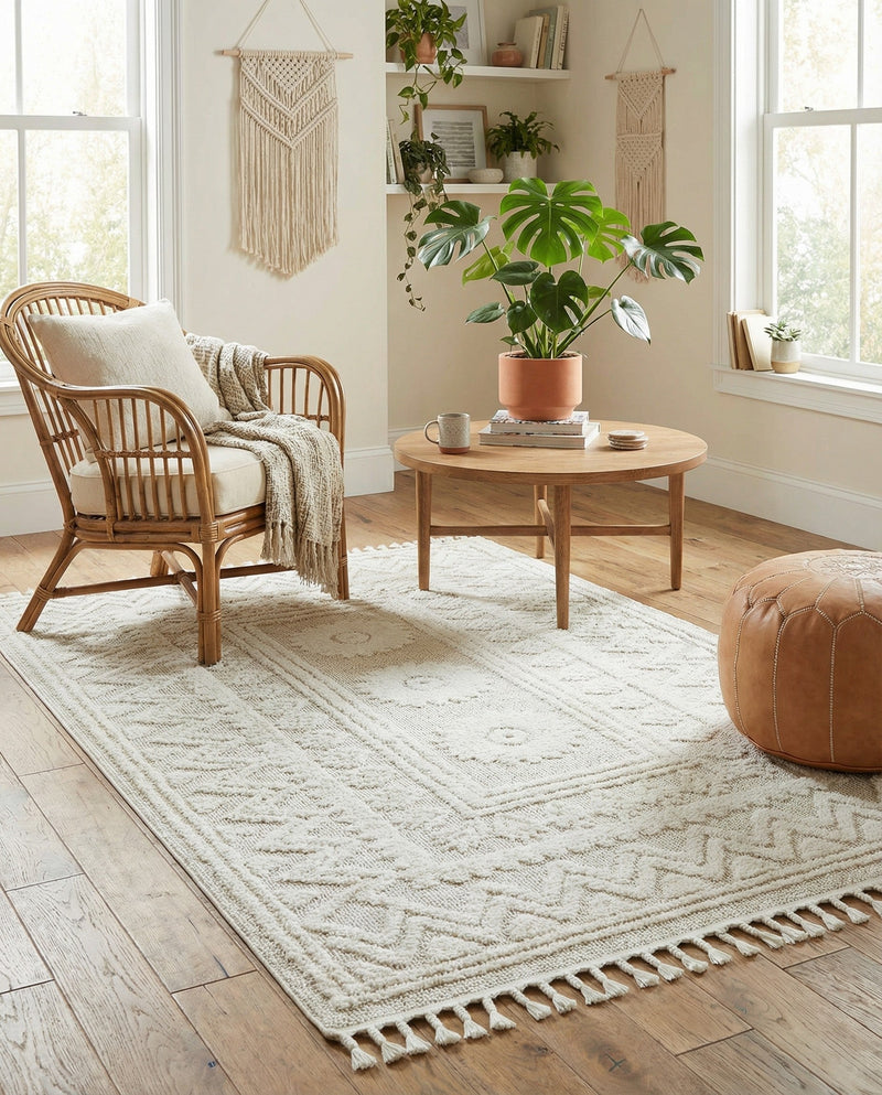 Sahara Chic Collection Area Rug -  Tangier Rectangle Ivory  lifestyle 39