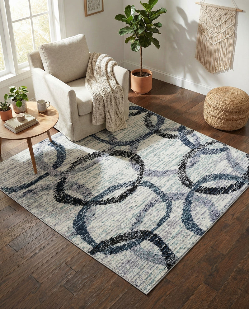Santa Fe Trails Collection Area Rug -  Taos Square Ivory  lifestyle 53