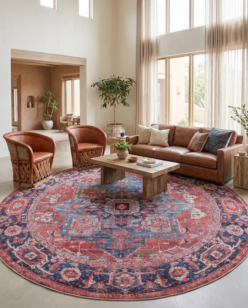 Zahara Oasis Collection Area Rug -  Essaouira Round Rust Red  lifestyle 57