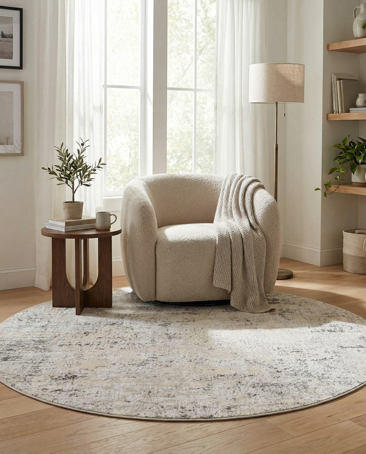 Aegean Elegance Collection Area Rug -  Paros Round Gray  lifestyle 43