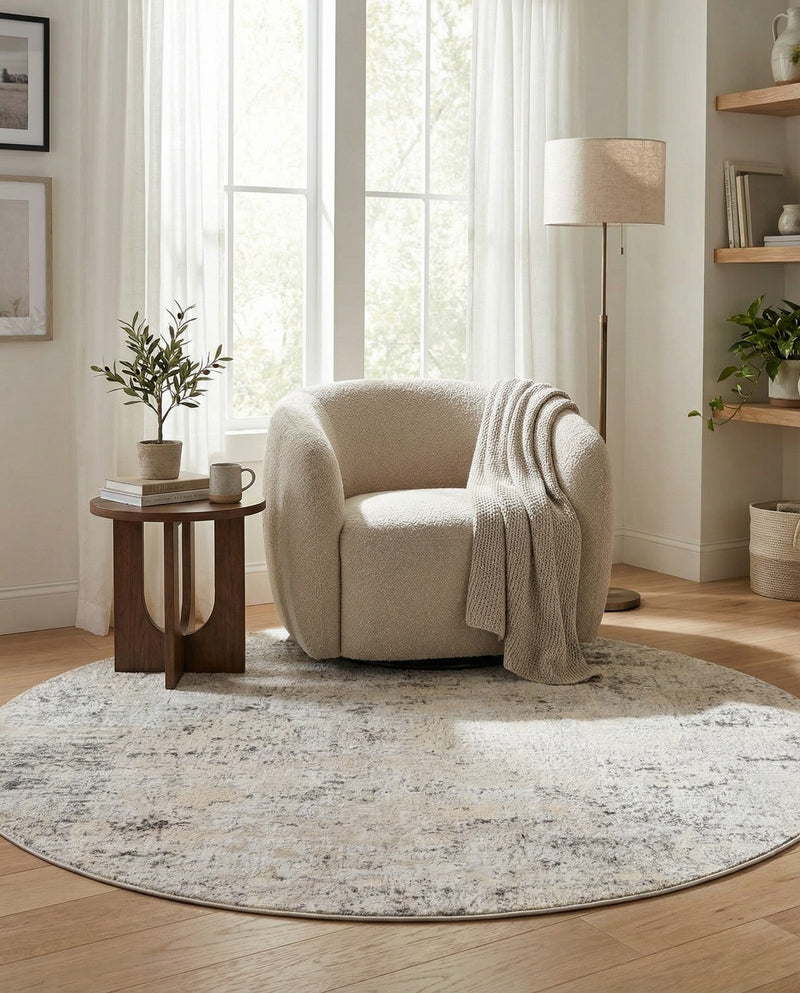 Aegean Elegance Collection Area Rug -  Paros Round Gray  lifestyle 43