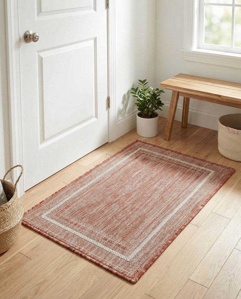 Terrace Fringe Collection Area Rug - Veranda (Rust Red) Rectangle Rust Red  lifestyle 27