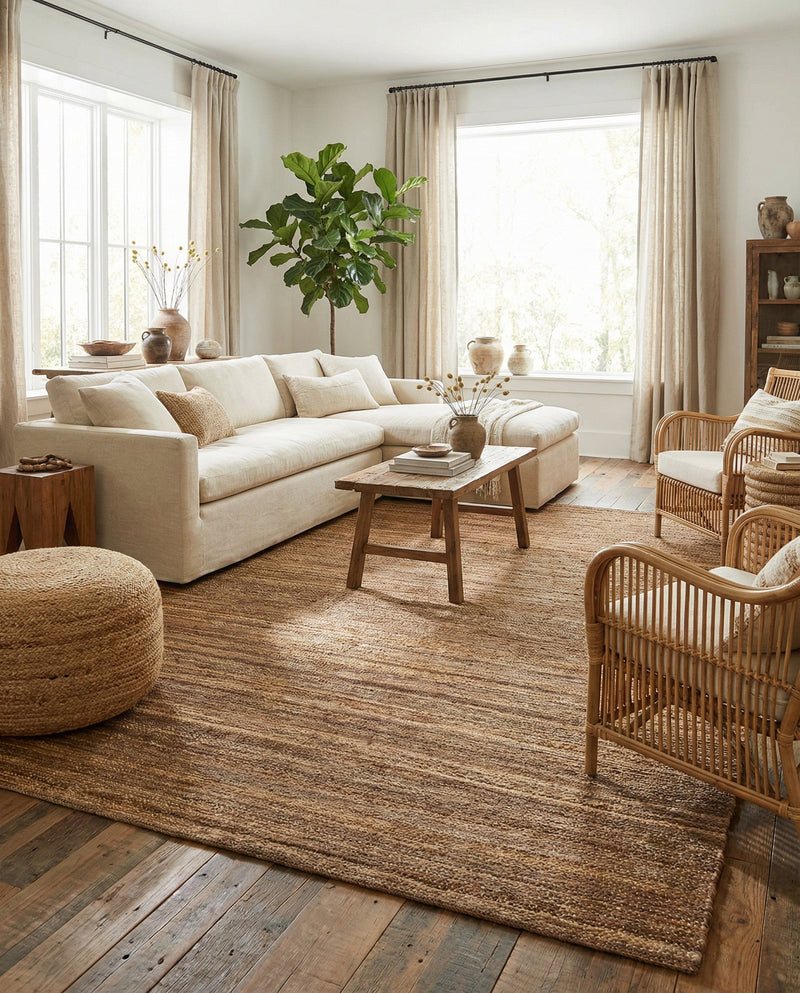 Coastal Haven Jute Collection Area Rug - Malibu Rectangle Sepia Brown  lifestyle 17