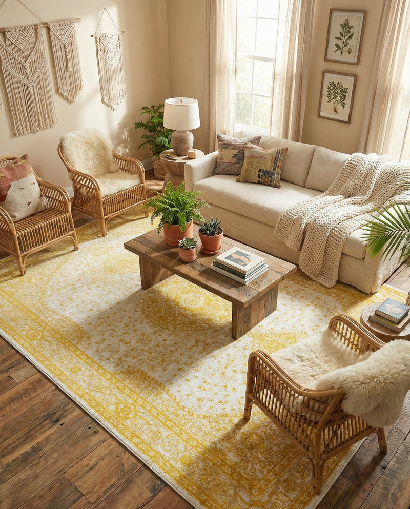 Dover Terrace Collection Area Rug - Marina (Yellow) Rectangle Yellow  lifestyle 5