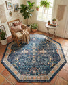 Seville Stripes Collection Area Rug -  Malaga (Navy Blue) Octagon Navy Blue  lifestyle 77