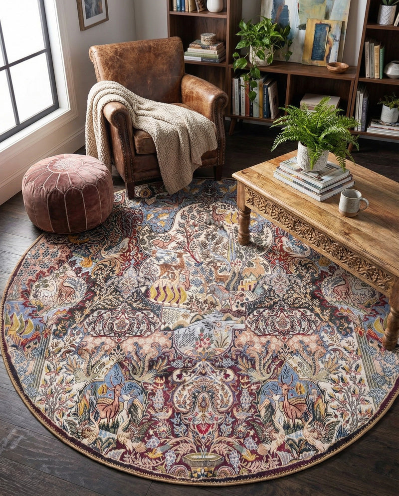 Heritage Elegance Collection Area Rug -  Louvre Round Multi  lifestyle 30