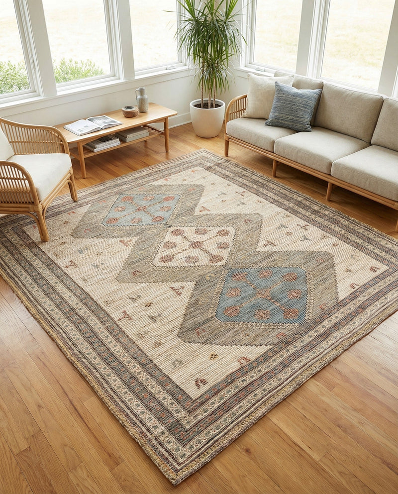 Savannah Threads Collection Area Rug -  Pampas Square Beige  lifestyle 39