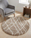 Cozy Haven Shag Collection Area Rug - Serenity (Khaki) Round Khaki  lifestyle 59