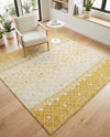 Mediterranean Lattice Collection Area Rug -  Casablanca (Ivory and Yellow) Square Ivory and Yellow  lifestyle 39