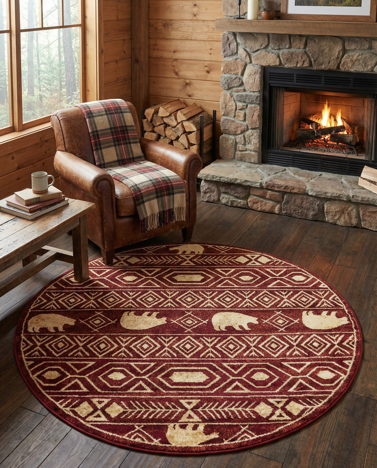 Frontier Trails Collection Area Rug -  Sedona Round Red  lifestyle 130
