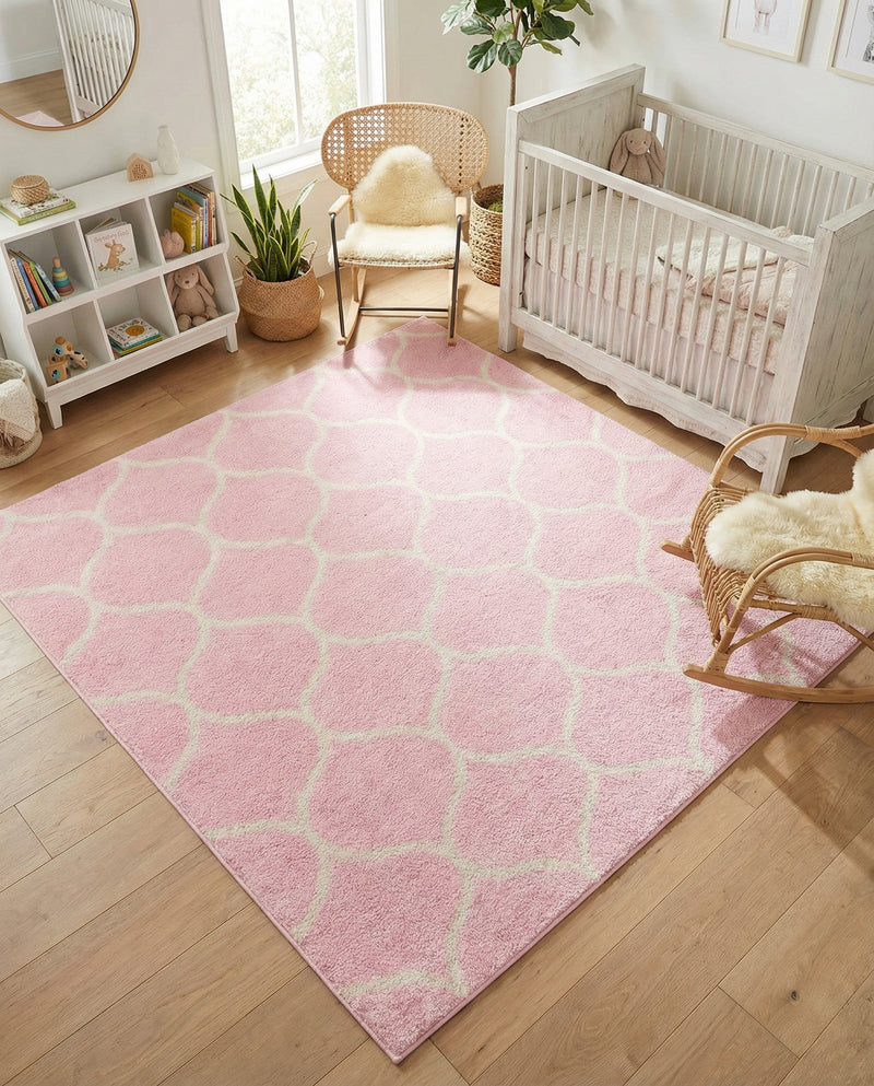 Trellis Mosaic Collection Area Rug -  Pergolatown (Light Pink) Square Light Pink  lifestyle 41