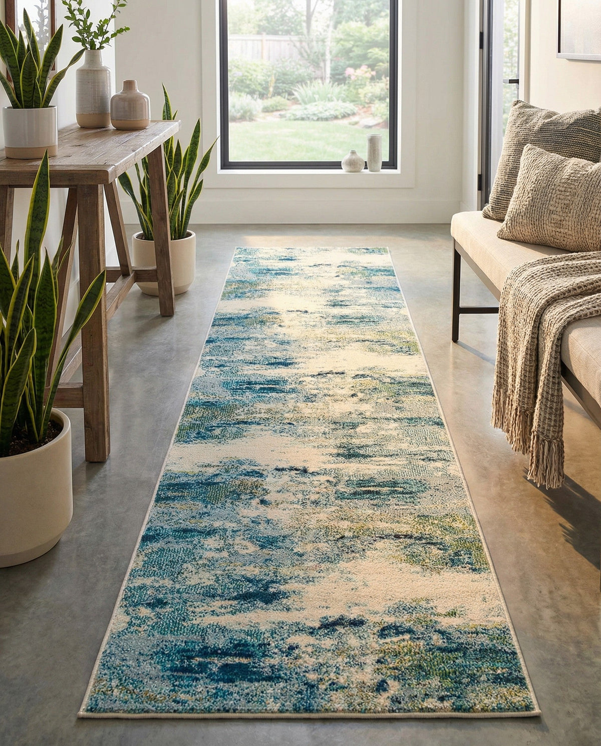 Chromatic Oasis Collection Area Rug -  Serene Runner Light Blue  lifestyle 89