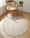Cascade Range Collection Area Rug - Hood (Ivory) Round Ivory  lifestyle 81