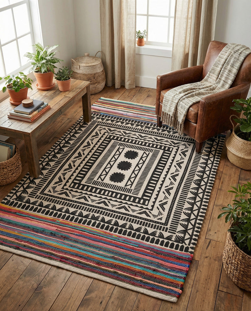 Thar Cotton Collection Area Rug -  Kovalam Rectangle Multi  lifestyle 15