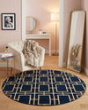Hollywood Luxe Collection Area Rug -  Beverly (Navy Blue Gold) Round Navy Blue Gold  lifestyle 53