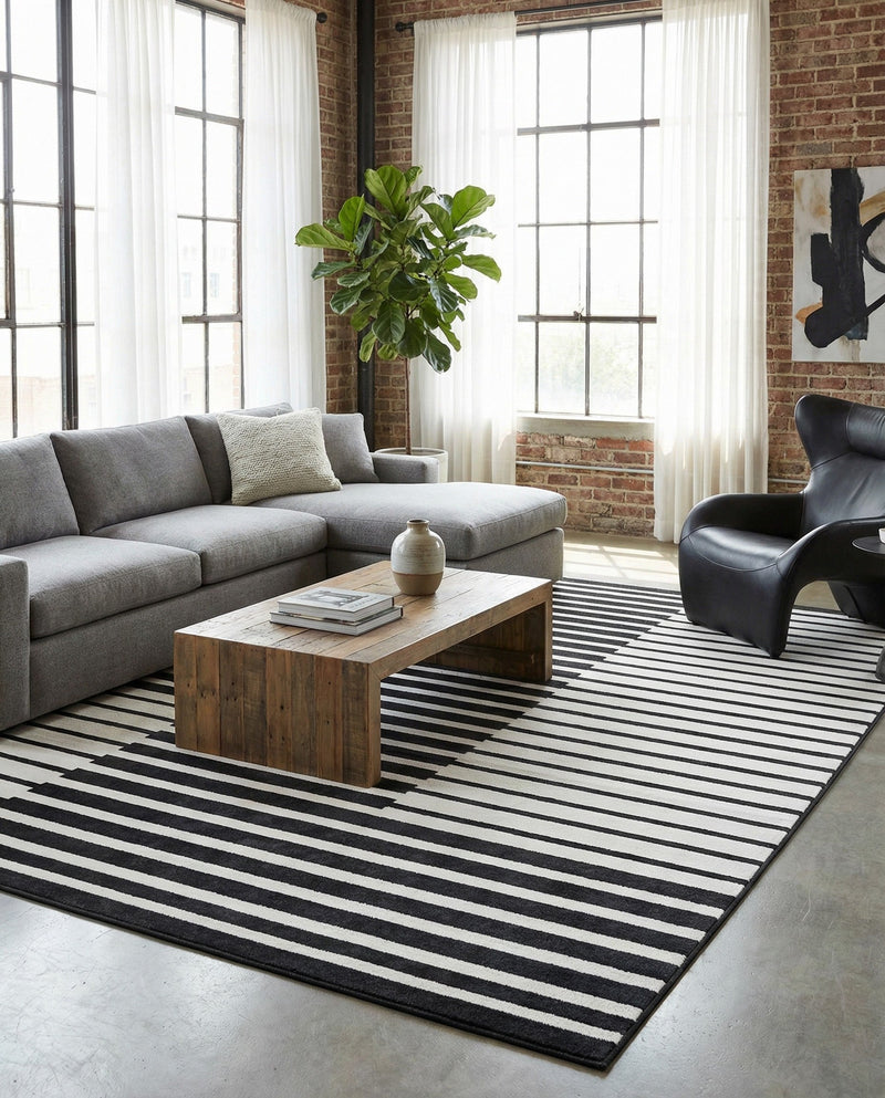 Copenhagen Edge Collection Area Rug -  Vesterbro Rectangle Black  lifestyle 54