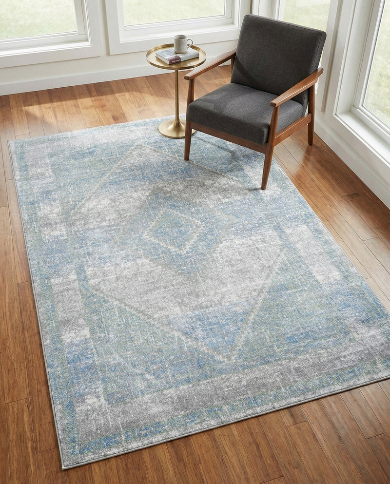 Aegean Elegance Washables Collection Area Rug -  Delos Rectangle Gray Green  lifestyle 44
