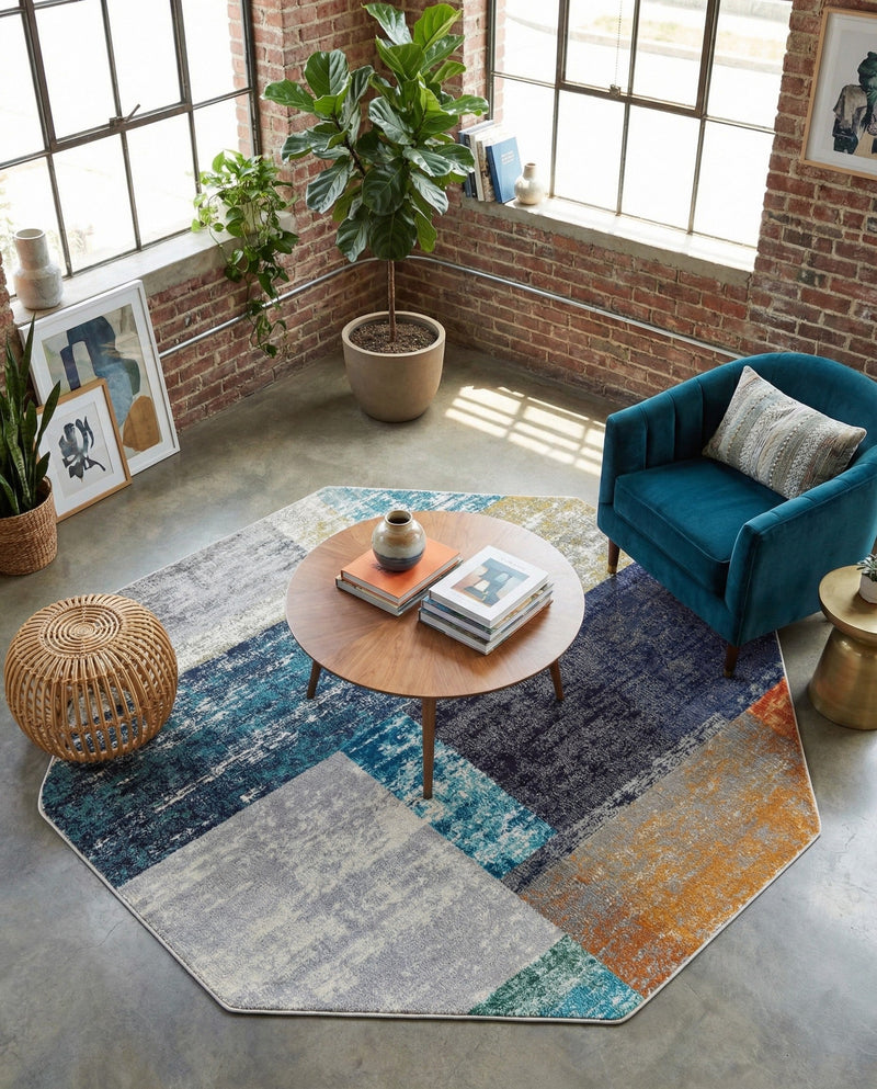 Colorburst Oasis Collection Area Rug - Palette Octagon Multi  lifestyle 53