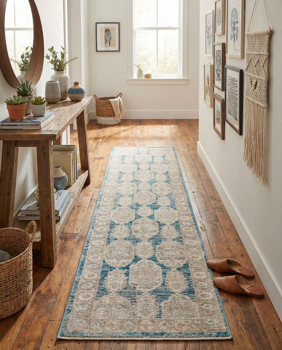 Seville Stripes Collection Area Rug -  Granada (Blue) Runner Blue  lifestyle 62