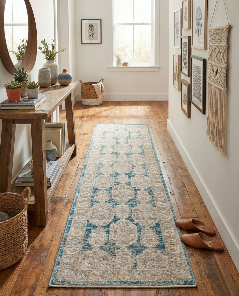 Seville Stripes Collection Area Rug -  Granada (Blue) Runner Blue  lifestyle 62
