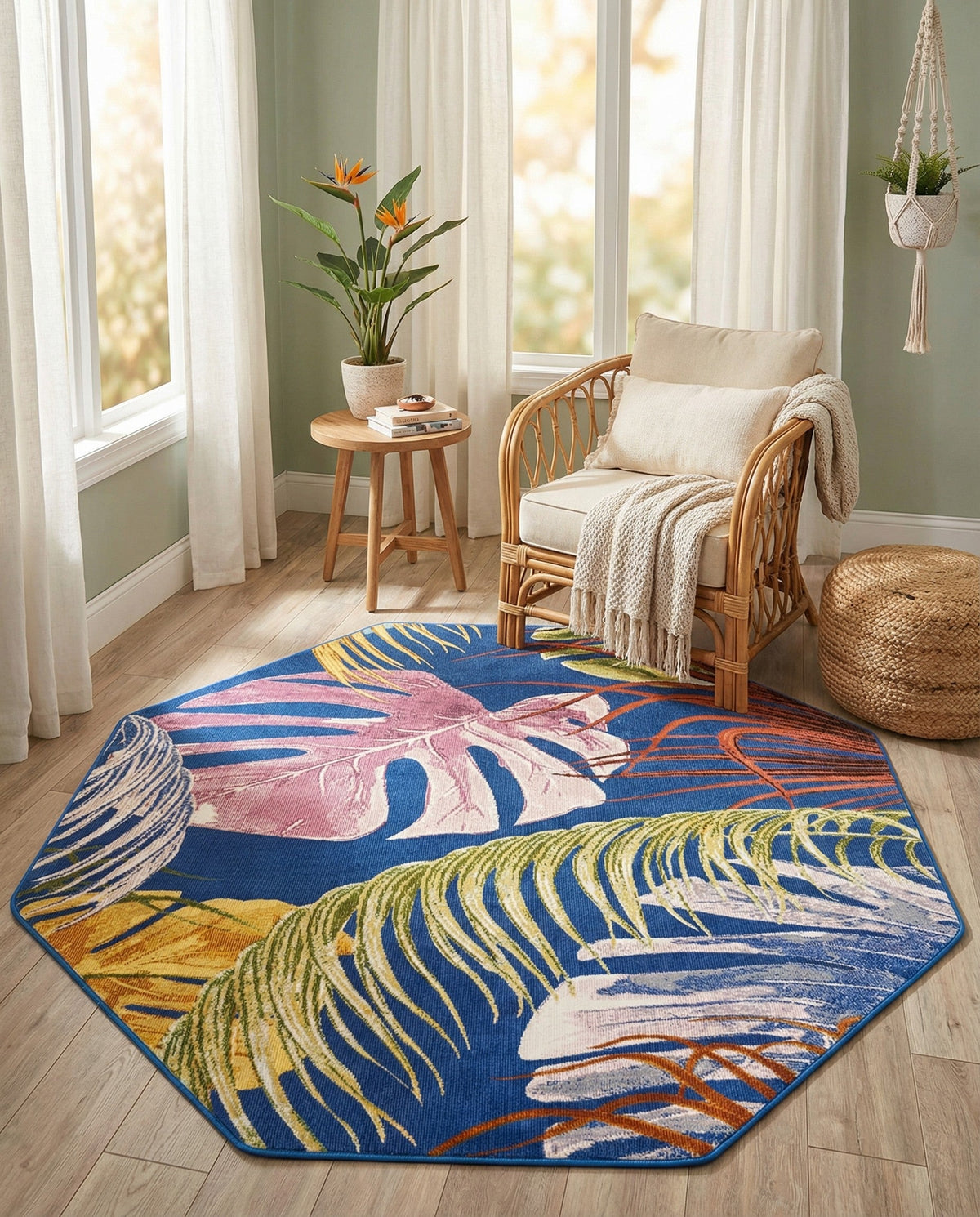 Meadow Breeze Collection Area Rug -  Clover Octagon Multi  lifestyle 78