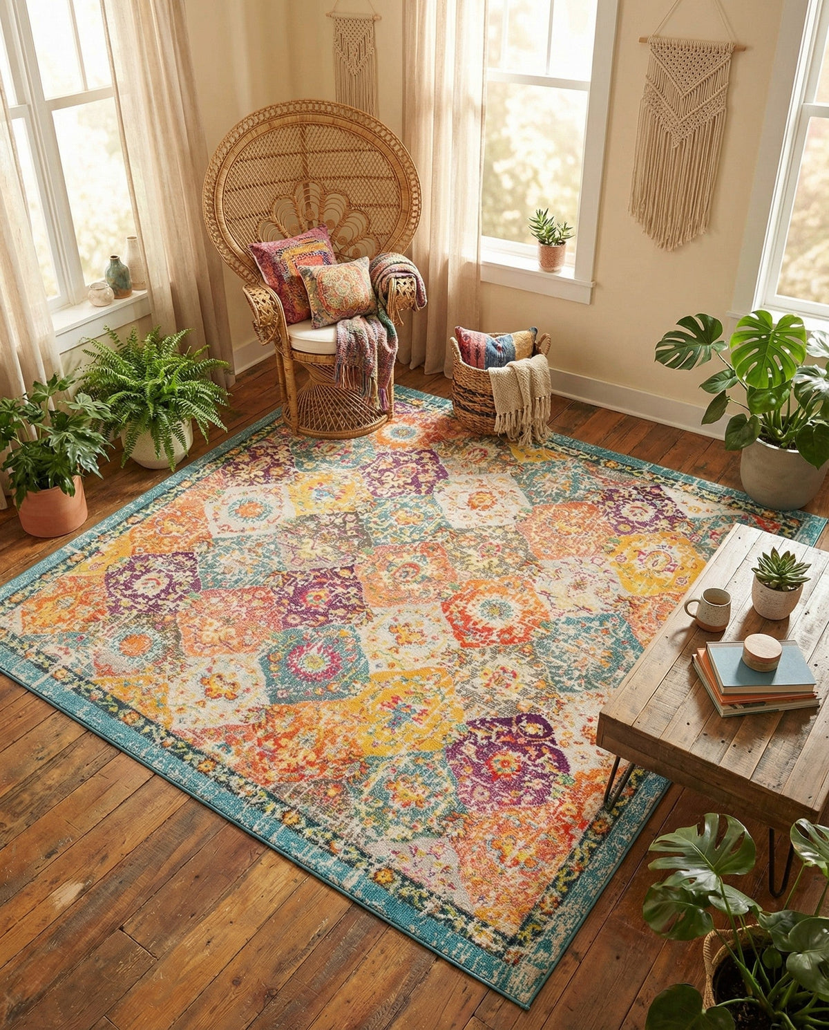 Brighton Terrace Collection Area Rug -  Rottingdean (Multi) Square Multi  lifestyle 103