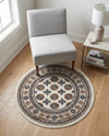 Samarkand Elegance Collection Area Rug -  Margilan (Ivory) Round Ivory  lifestyle 62