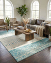 Mediterranean Lattice Collection Area Rug -  Casablanca (Ivory Blue) Rectangle Ivory Blue  lifestyle 14