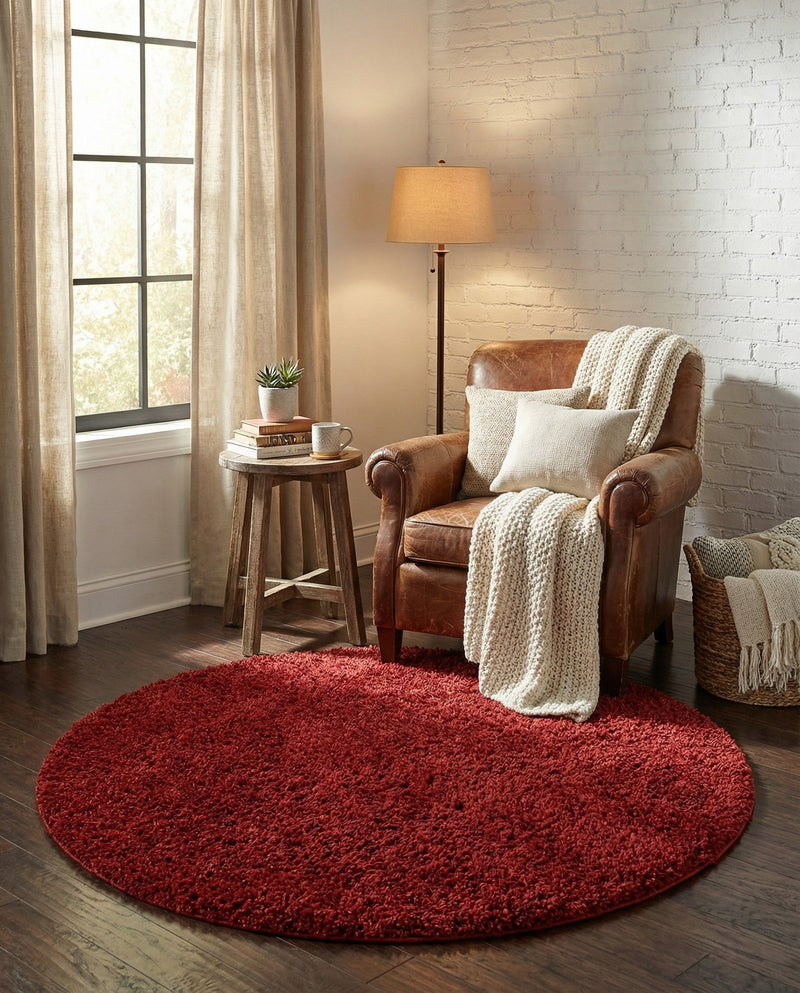 Alpine Plush Collection Area Rug -  Cortina (Poppy) Round Poppy  lifestyle 56