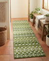 Mediterranean Lattice Collection Area Rug - Santorini (Green) Runner Green  lifestyle 39