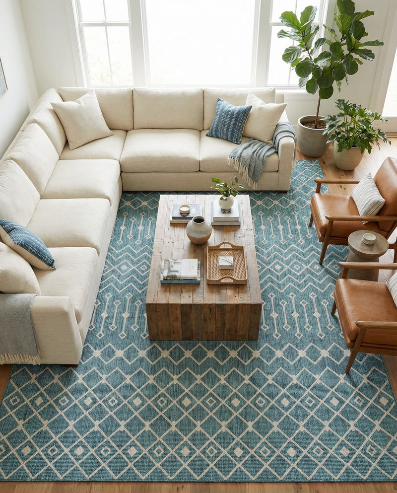 Savannah Pergola Collection Area Rug -  Pergola (Teal) Rectangle Teal  lifestyle 20
