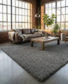 Solid Shag Seaside Collection Area Rug - Azure Cove (Gray) Rectangle Gray  lifestyle 12
