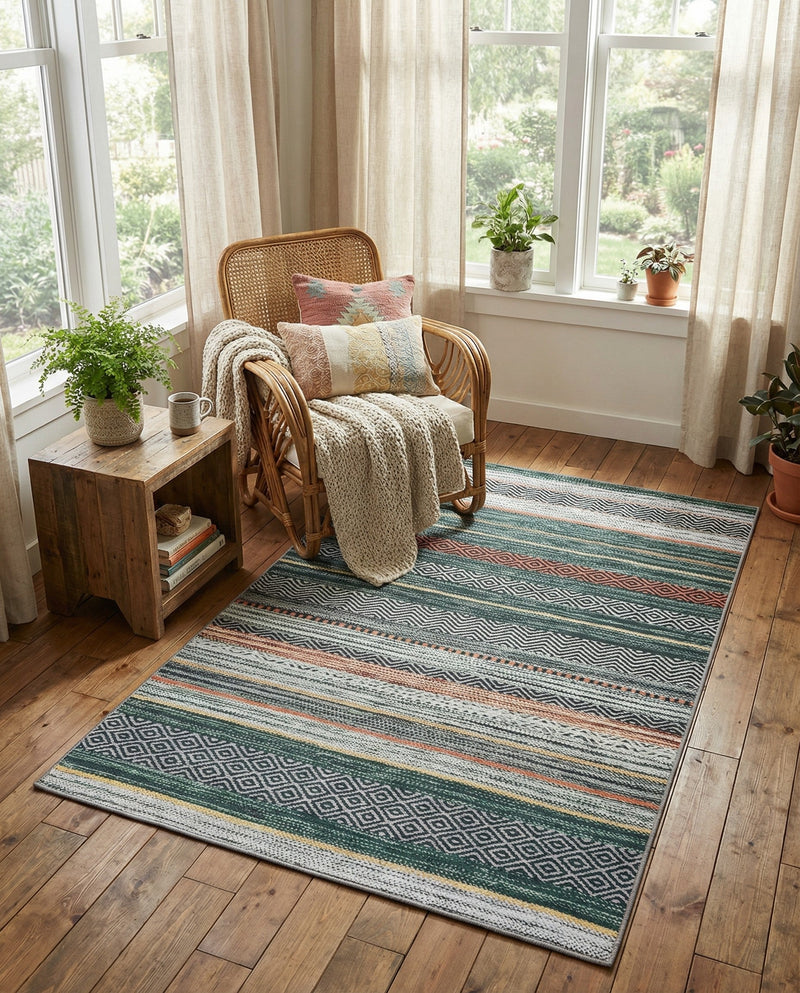 Laguna Sands Collection Area Rug -  Malibu Rectangle Green  lifestyle 12