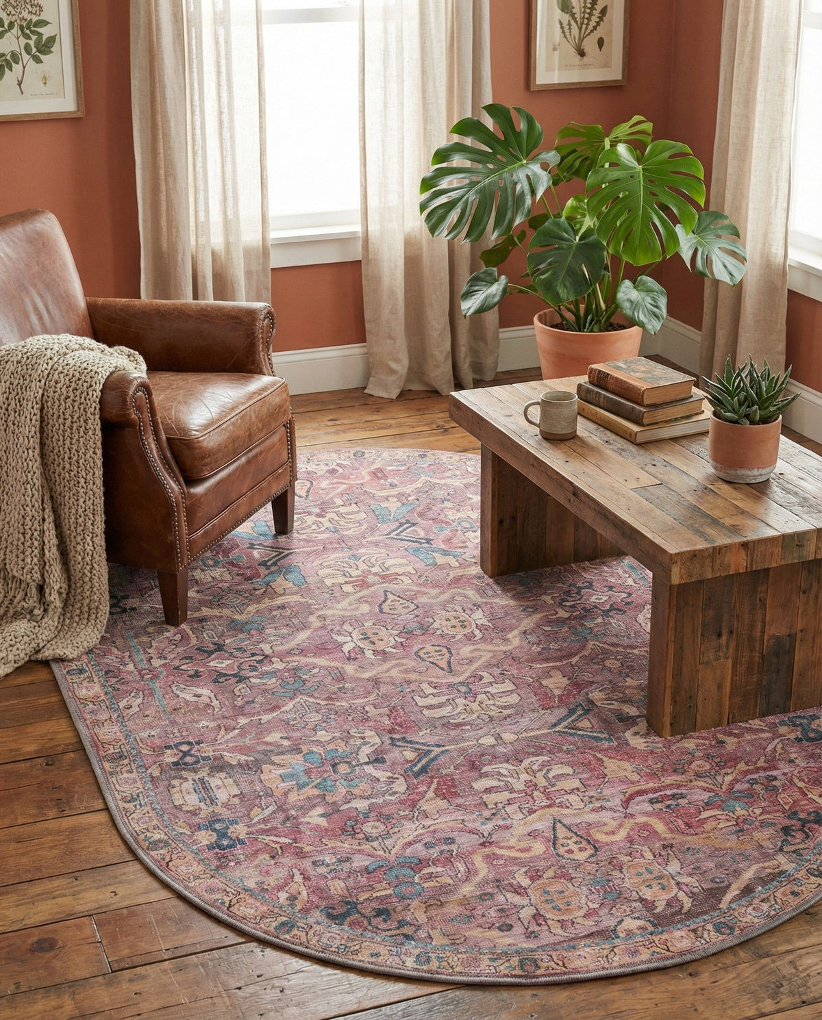 Vintage Memories Collection Area Rug -  Memories Oval Pink  lifestyle 144