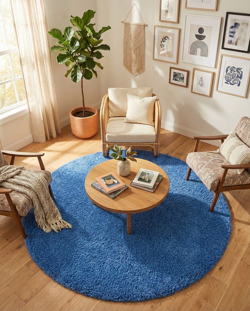 Plush Oasis Collection Area Rug - Serenity (Periwinkle Blue) Round Periwinkle Blue  lifestyle 58