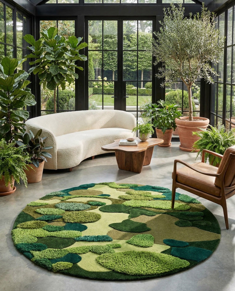 Forest Floor Oasis Collection Area Rug - Willowbrook Round Green  lifestyle 27