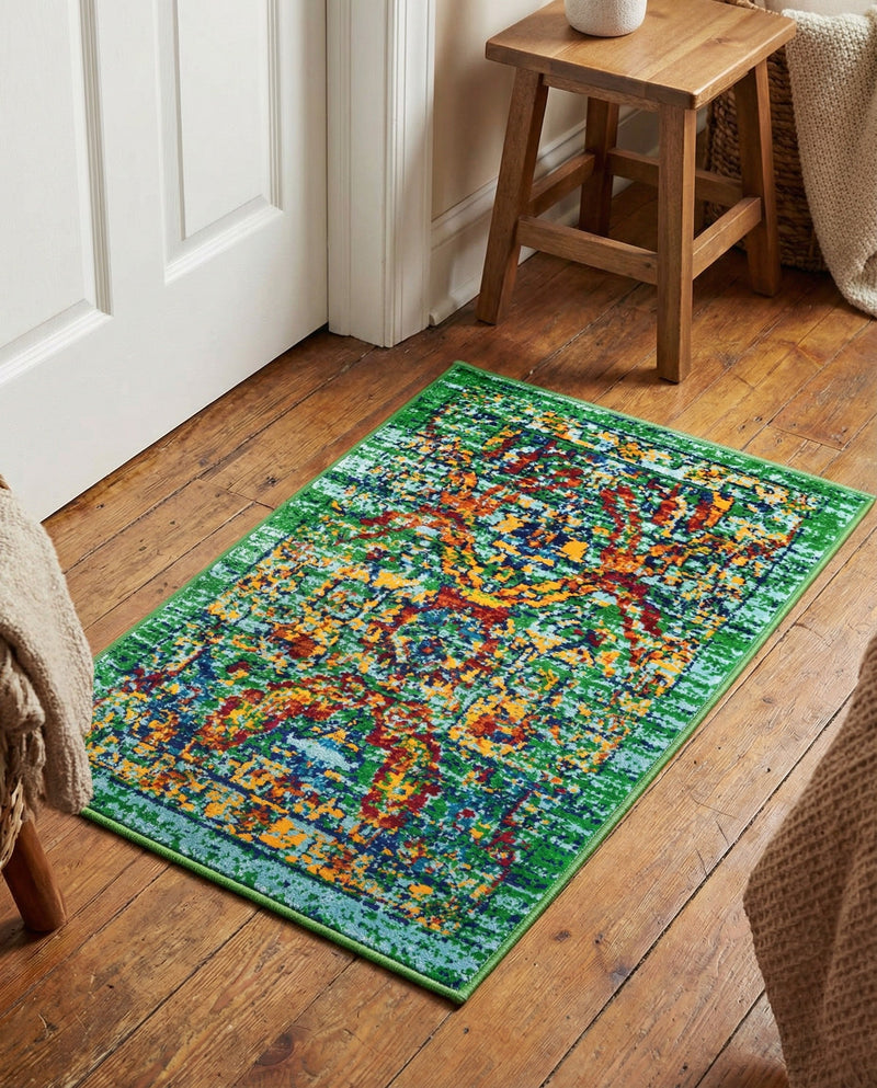 Caribbean Cove Collection Area Rug -  Dominica Rectangle Green  lifestyle 4