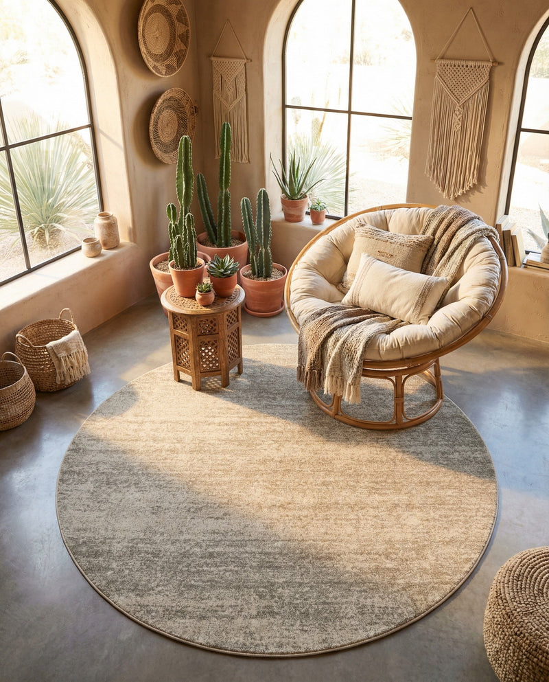 Studio Haven Collection Area Rug -  Gallery (Bone Beige) Round Bone Beige  lifestyle 56