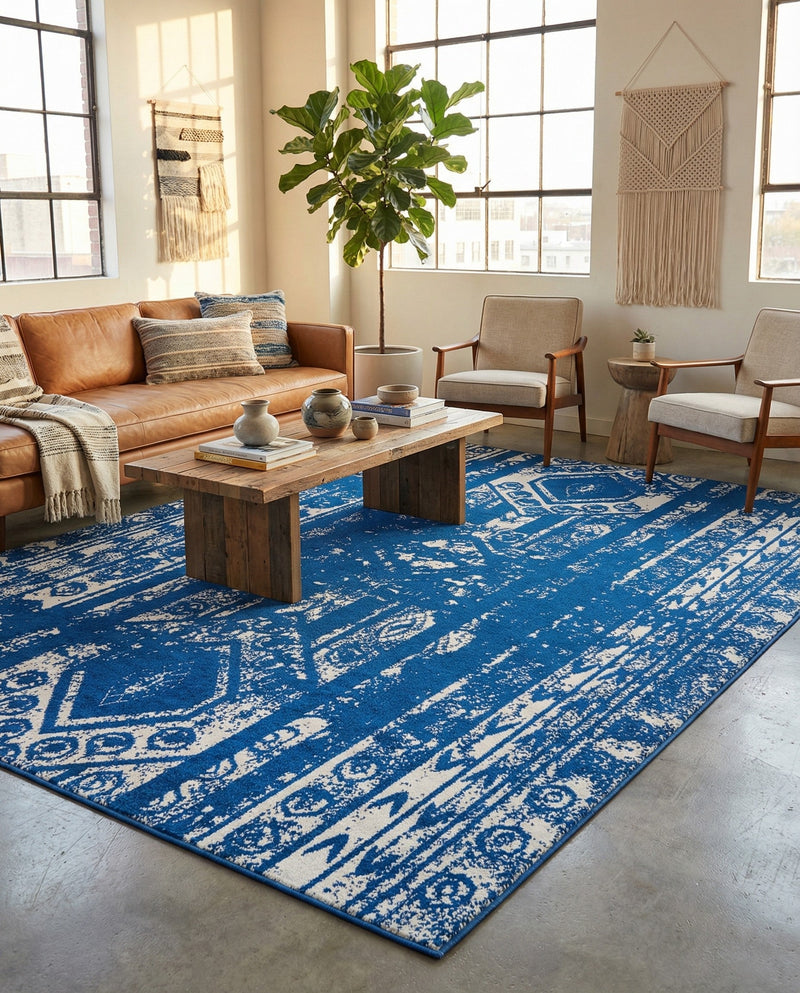 Brighton Stripes Collection Area Rug - Sussex (Navy Blue) Rectangle Navy Blue  lifestyle 17